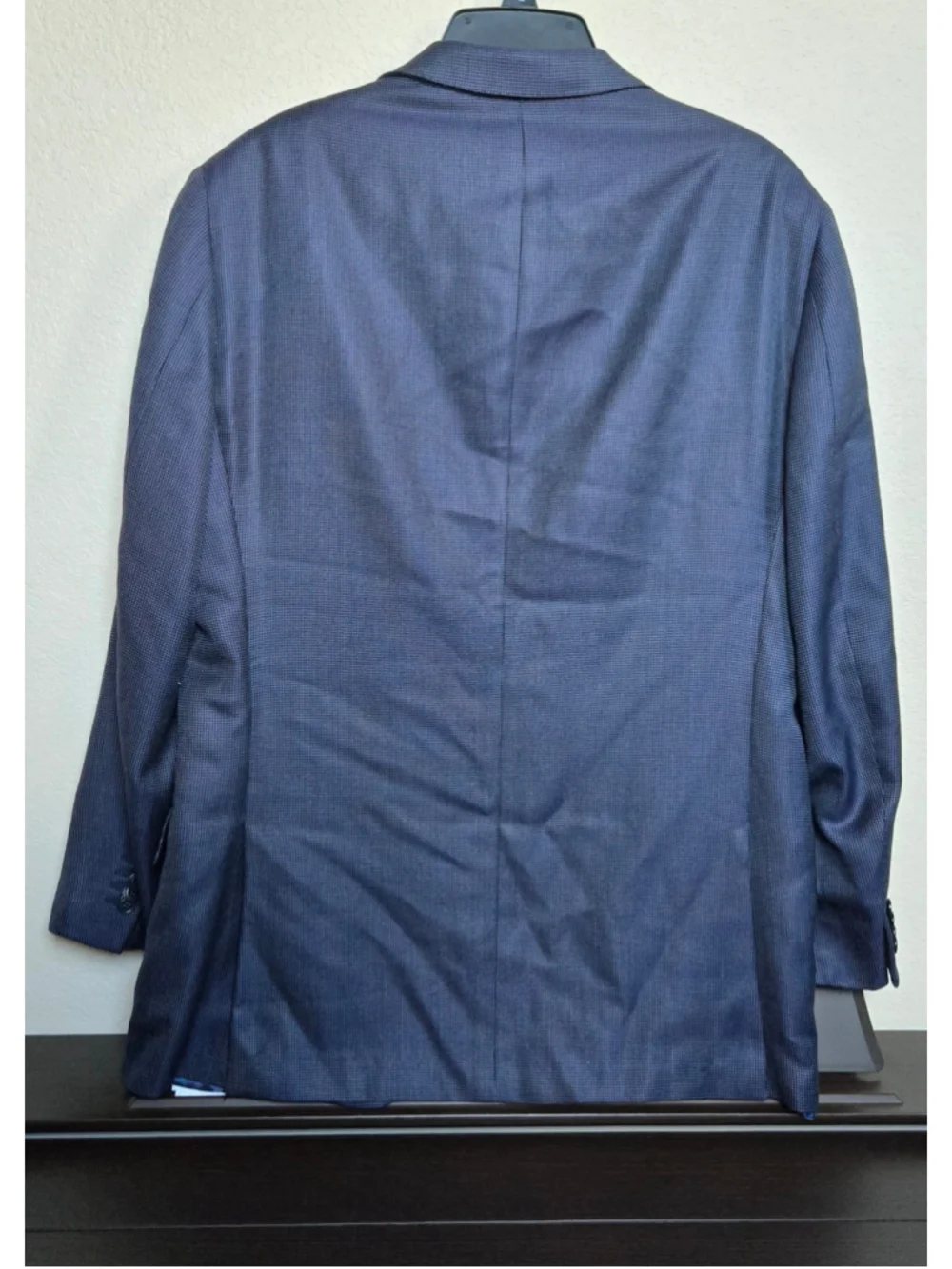 Ermenegildo Zegna Electric Blue Black Wool Blazer Italy 52R US42R